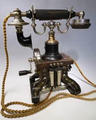 Ornate Antique Telephone 1892 Ericsson Taxen Skeleton Phone. Photo by Holger.Ellgaard, CC BY-SA 3.0 <https://creativecommons.org/licenses/by-sa/3.0>, via Wikimedia Commons